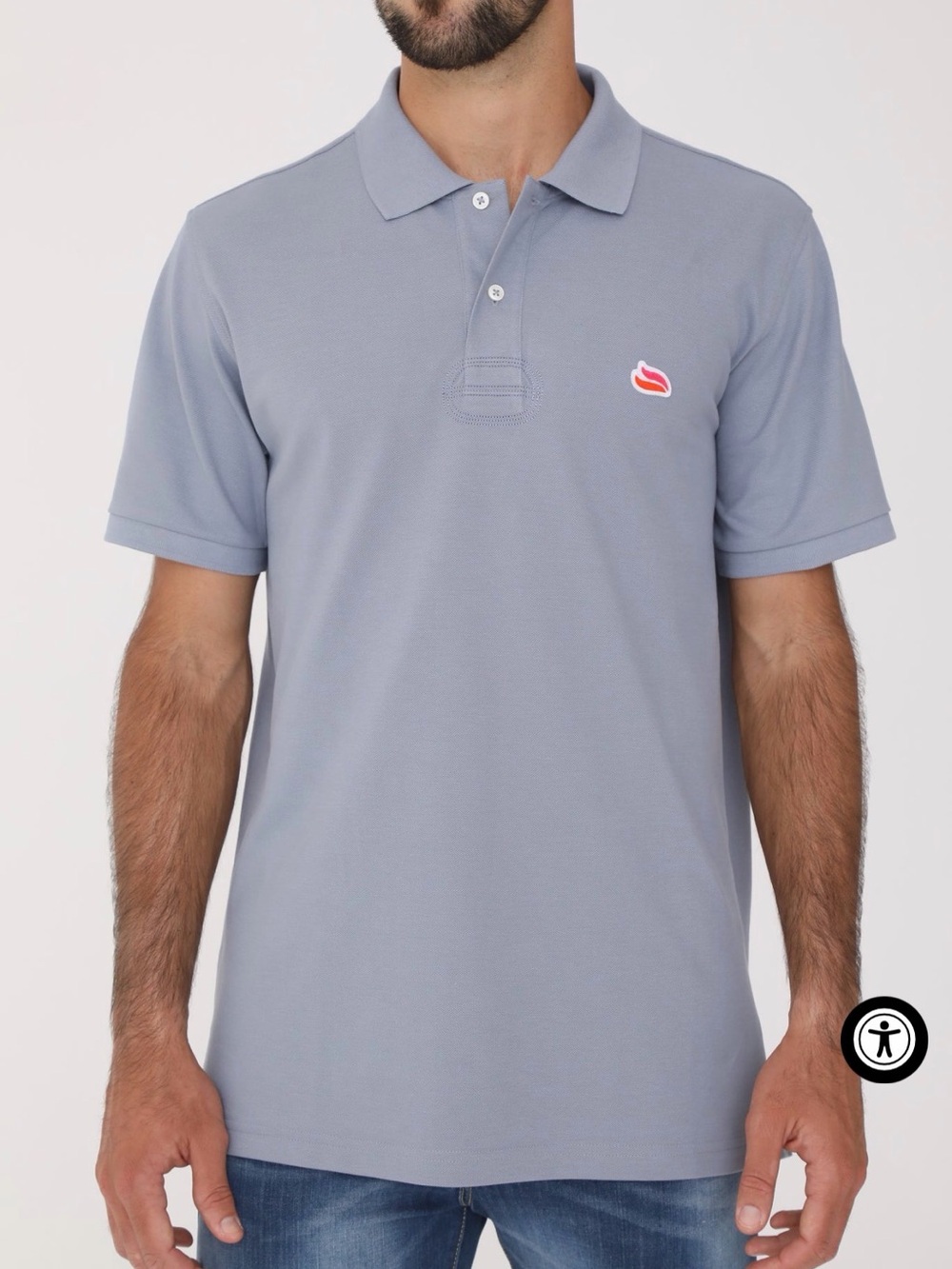 Casablanca Men's Polo Shirt Steel Blue Large